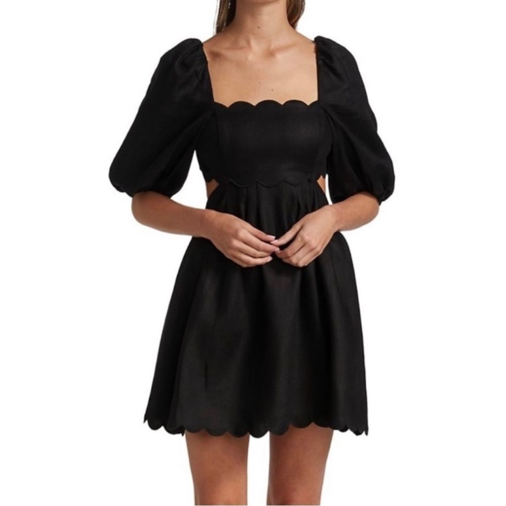 ZIMMERMANN Black Mae Cutout Linen Mini Dress Size 1